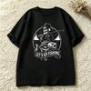 Unisex Casual Short Sleeve T Shirt Skeleton Fisherunisex Lets Go Fishing Distressed Bass Fish Graphic Outdoor Streetwear Tees Y2k Tops
