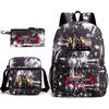 New Schoolbag Animation Three-piece Set Heat Transfer Schoolbag Small Shoulder Pencil Bag Primary and Secondary School Students Backpack