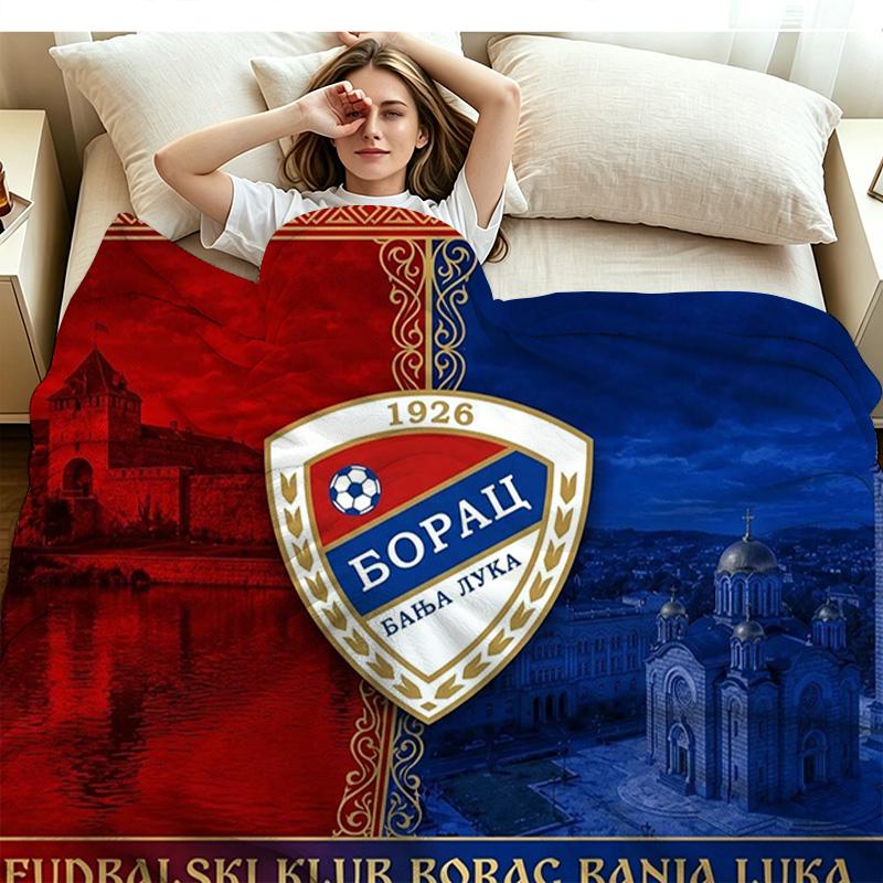 Borac Banja Luka Print Flannel Blanket High Quality Warm Comfortable Cover for All Seasons Perfect for Gifts Home Decor