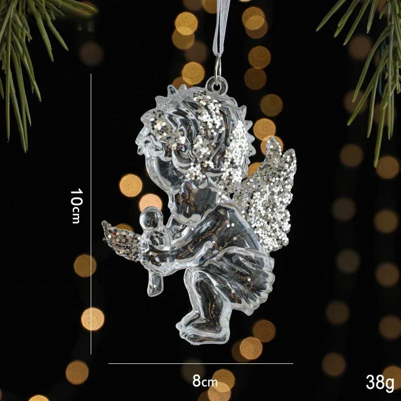 Christmas Ice Crystal Pendant Christmas Tree Pendant Transparent Acrylic Angel Light Luxury Decoration Scene Decoration Props