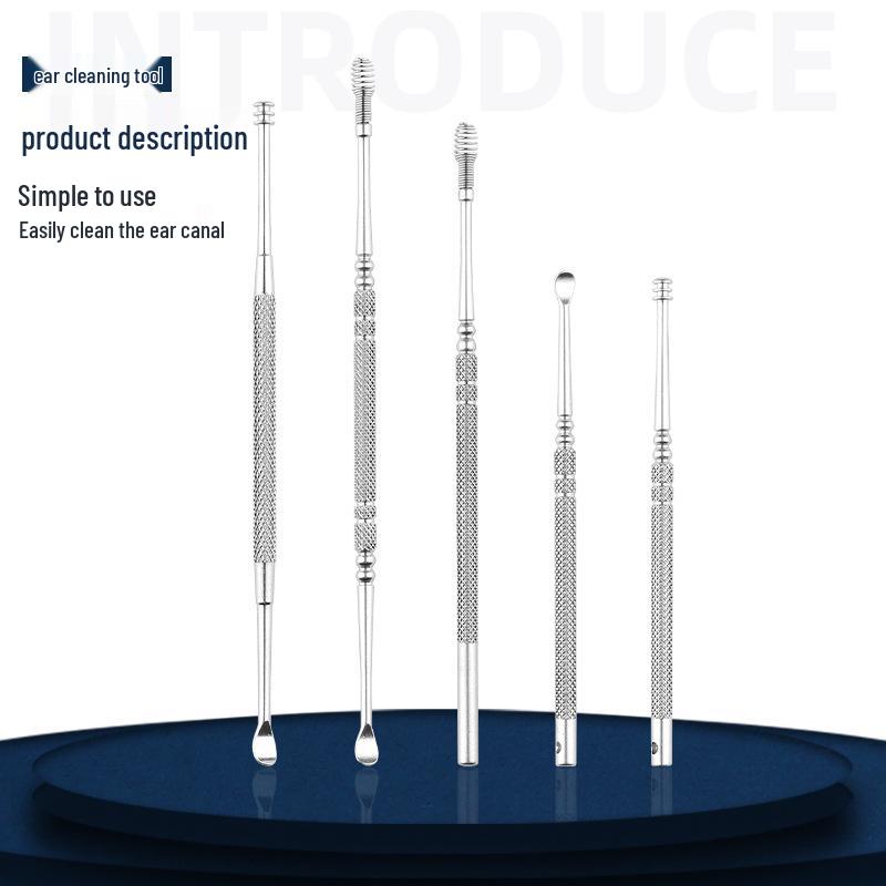 Инструмент для чистки ушей из нержавеющей стали с двойной пружинной головкой
