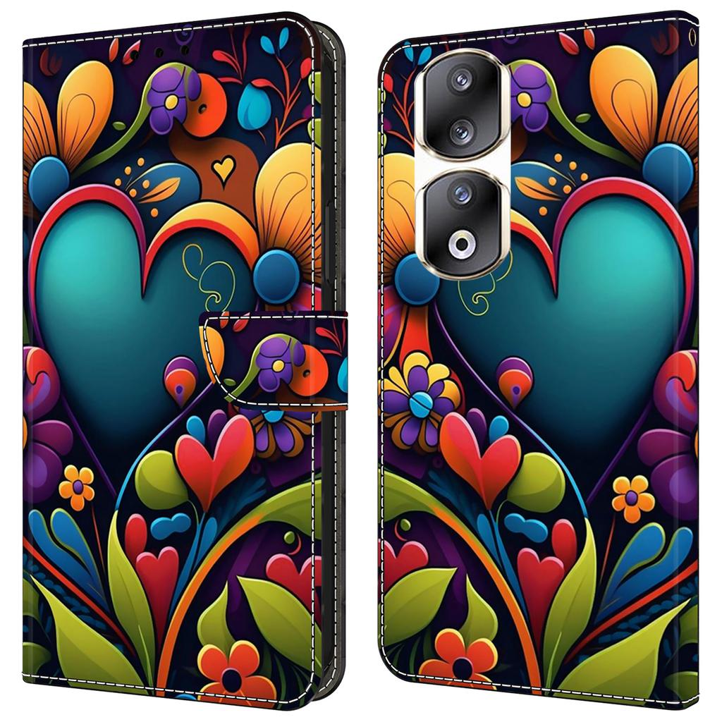 For Honor 90 Pro Case PU Leather Card Slots Phone Back Cover Pattern Printing Design