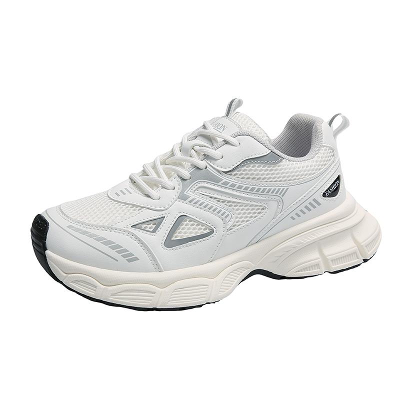 Мода Новые женские вулканизированные туфли Круглый носок Плоские туфли для женщин На шнуровке Платформа Женские кроссовки Уличная повседневная Воздушная сетка Обувь для пар