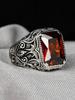 Винтажное турецкое кольцо-печатка ручной работы для мужчин и женщин, старинное резное кольцо с красным желтым цирконием, инкрустированное в стиле панк-мотоцикла
