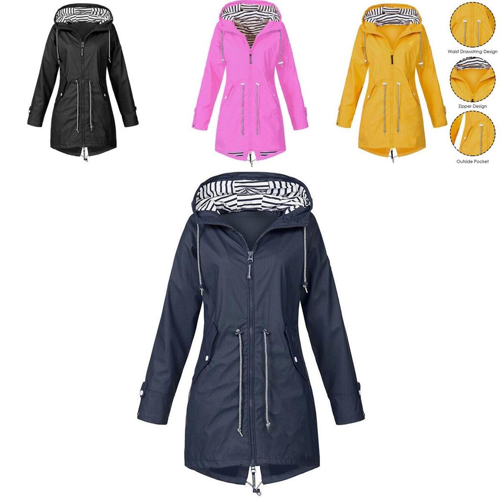 Женская водонепроницаемая ветровка-куртка дождевик со стильной молнией худи для использования на открытом воздухе