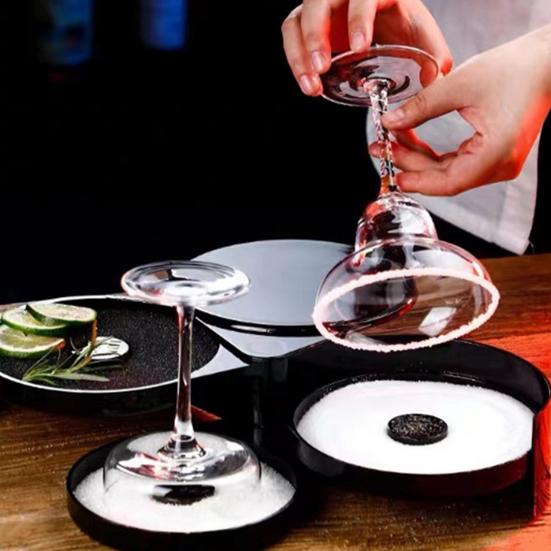 3-Tier Margarita Salt Rim Box for Large Glasses Double Compartment Glass with Juice Sponge Reusable Cocktail Bar Side Essential