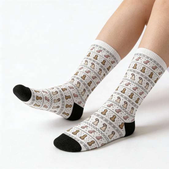 Носки на День святого Валентина, носки с рисунками нахальных грудей, эластичные забавные носки до середины икры для мужчин и женщин, подарок на День святого Валентина, годовщину для него/нее
