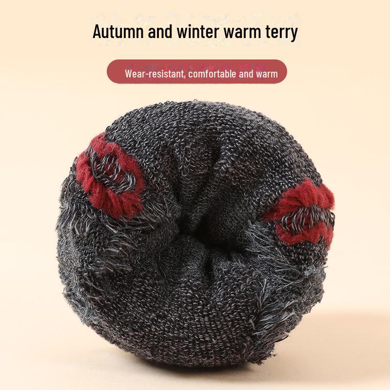 Men's Winter High-Top Split-Toe Towel Socks - Thick Terry, Sweat-Absorbing, Five-Finger Design for Sports