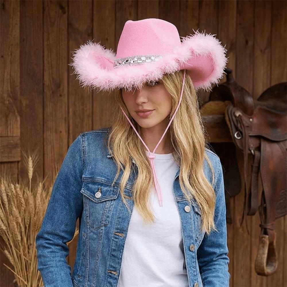 Solid Color Jazz Hat Wide Brim Sequin Cowgirl Hat Fashion Western Cowboy Hat Costume Accessories