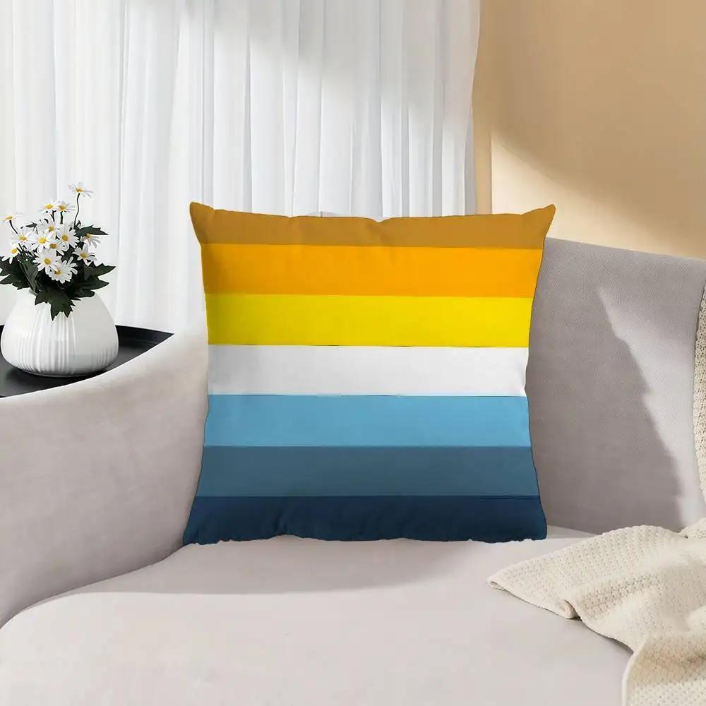 Lgbt Rainbow Flag Pillowcase Toon Gift Cushion Cover Bedroom Home Sofa Chair Seat Decor Pillow Case