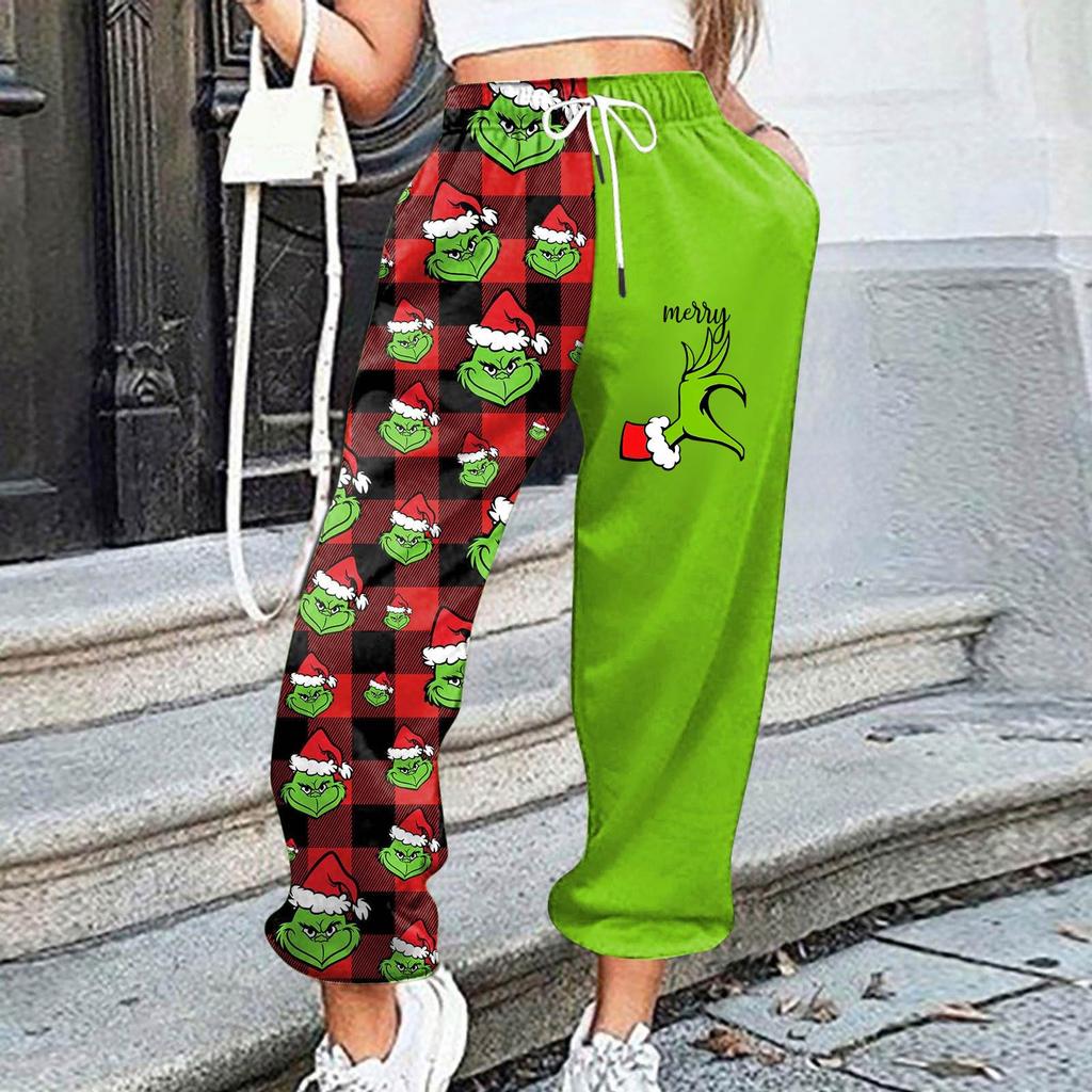 Women's Casual Fashion Christmas Printed Casual Sweatpants Elastic Waist Drawstring Pants