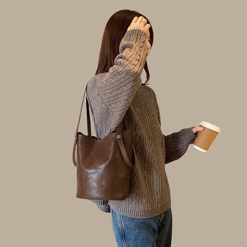 Сумка-ведро 2025 Новая Осенне-Зимняя Мода Crossbody Женская Сумка Высококлассная Вместительная Плечевая Сумка-тоут Сумка-коробка