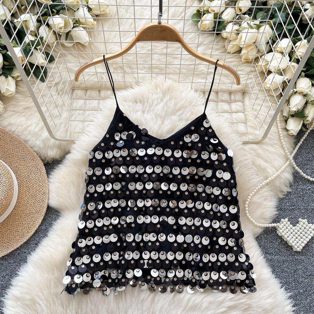 Блестящий топ-топ для клубной вечеринки Shimmer Camisole Club Party Costume Fashion Festival Beach Girls