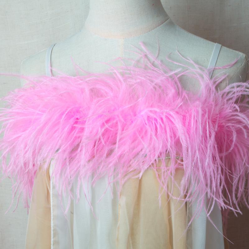 5-Layer Color Encrypted Bold Ostrich Feather Strip Latin Dance Dress Fashion Diy Handmade Clothing Accessories