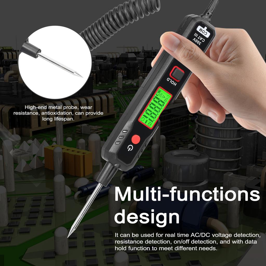 0,8-100 В автомобильный детектор напряжения ручка ЖК-дисплей с подсветкой фонарик чувствительность удержания данных