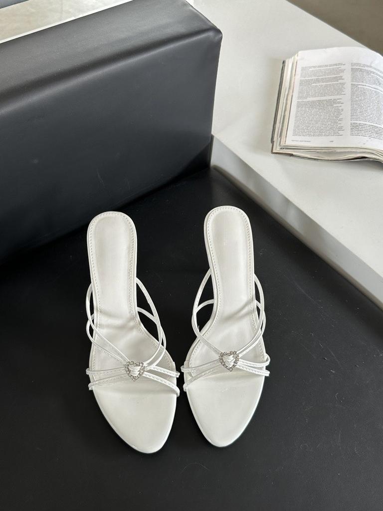 French Retro Gold Sandals Women'S Straps With Skirt Cool Slippers Sexy Open-Toed High Heels