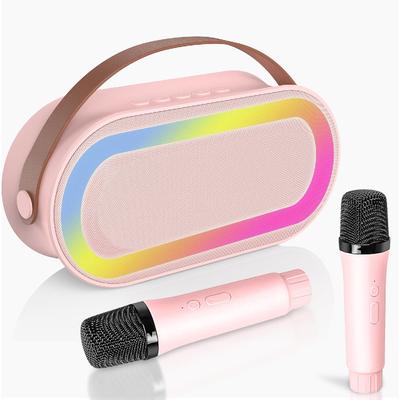 Портативная караоке-машина для детей - портативная Bluetooth-колонка с 2 беспроводными микрофонами и светодиодной подсветкой, караоке рождественские игрушки подарки для девочек и мальчиков