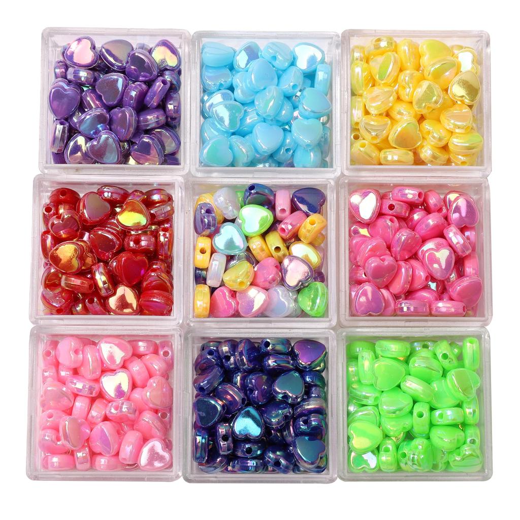 100 шт. Акриловые разноцветные бусины в форме сердца для изготовления ожерелий, браслетов, серег, ювелирных изделий, аксессуары для рукоделия