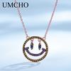 Umcho Ожерелье с эмодзи, разноцветная радужная цепочка со смайликом, однотонное ожерелье из стерлингового серебра 925 пробы для женщин, подарок на день рождения, ювелирные изделия