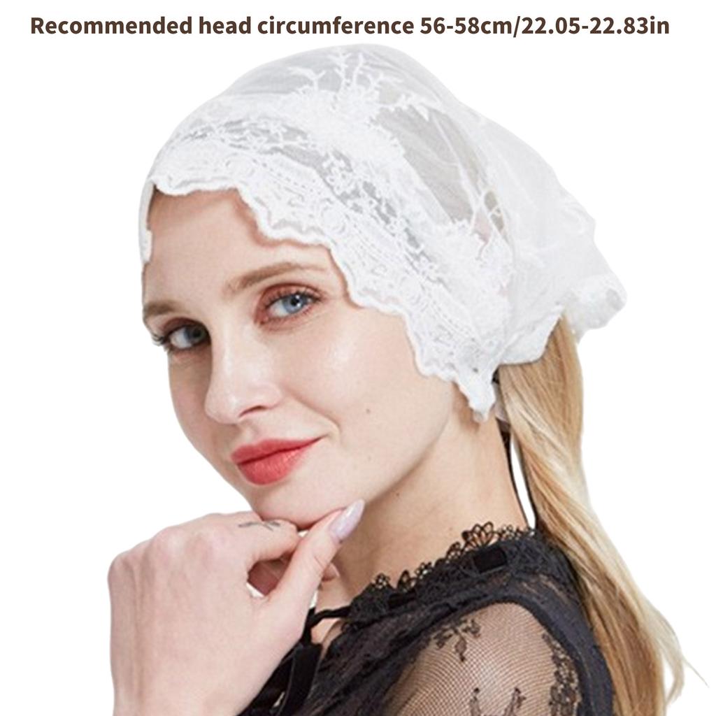 Woman Veil Lace Trim Sheer Shawl for Wedding Church Mantilla Breathable Shawl Veil Wedding Mantilla