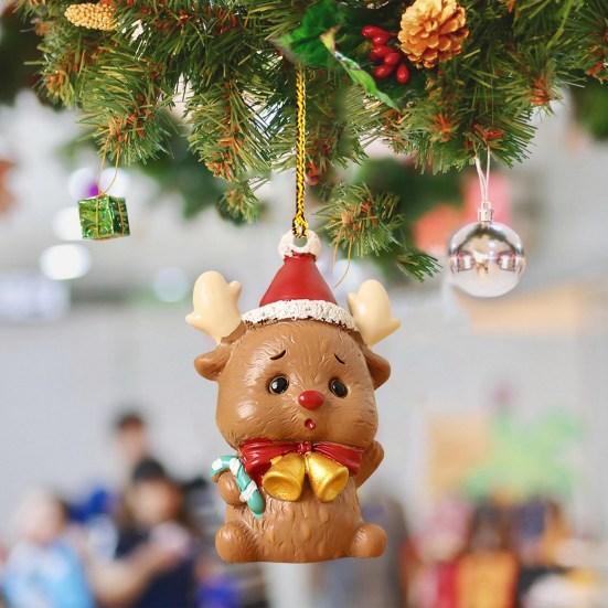 Рождественские подвесные украшения в виде животных 3D мультфильм Санта-елка Лось Медведь Собака Кошка Банни Овца Многоразовые рождественские елочные украшения Подвеска Праздничные принадлежности Подарок