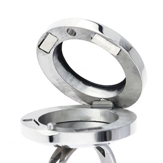 Round Photo Locket Ring Adjustable Ring with Locket Holds Pictures Pills Women Men Stainless Steel Ring for Daily Wear Parties And Dates