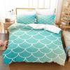 Laser Gradual Change Fish Scale 3D Digital Printing Three-Piece Set, Quilt Cover Pillowcase
