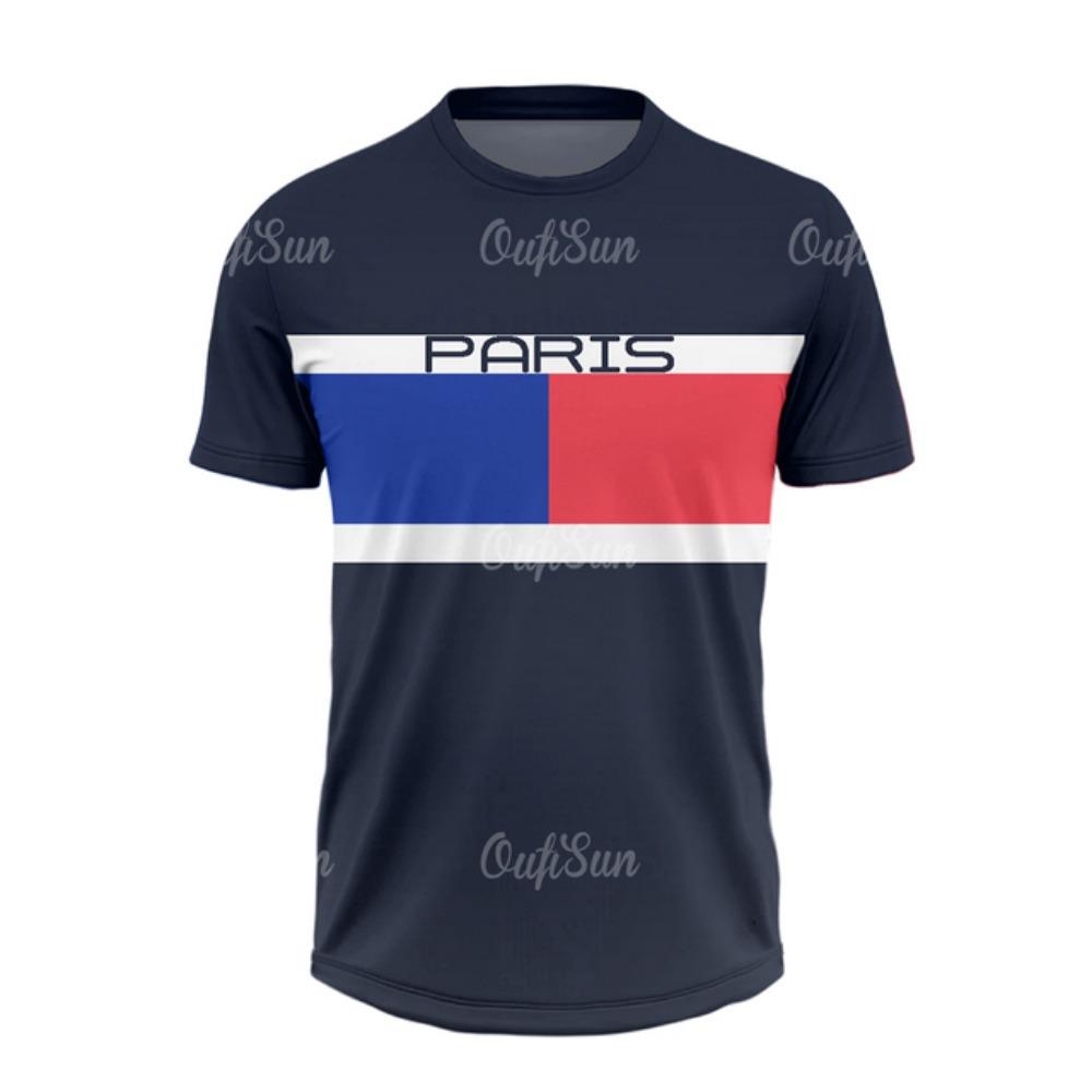 Летняя футболка для мужчин, повседневная, с коротким рукавом, с принтом парижских букв, топы для спорта на открытом воздухе, фитнес-одежда, быстросохнущие футболки