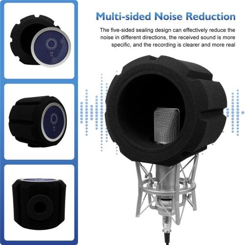 Punctualgood Microphone Isolation Shield Pop Filter, Windshield Acoustic Sponge Sound Absorbing Foam Cover for Vocal Booth, Home Live Studio Recording