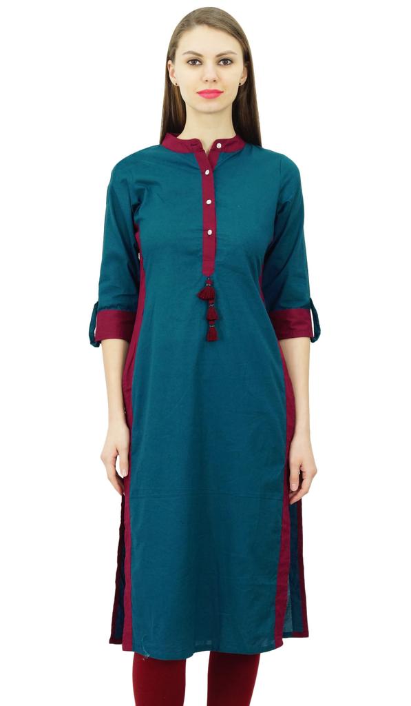 Phagun Women Cotton Custom Kurta With Collar Formal Casual Tunic Blouse