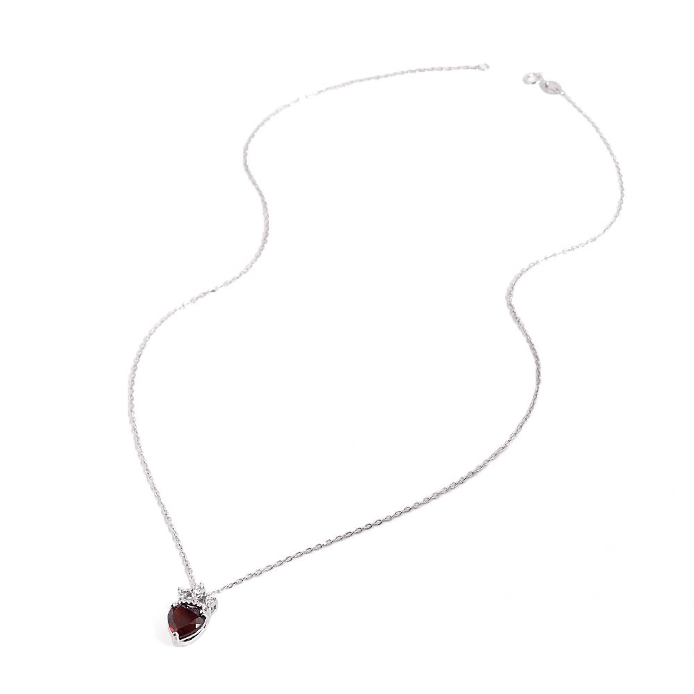 Женское колье из стерлингового серебра 925 пробы с дизайном короны, кулон в виде натурального сердца 8,00 мм с гранатом. Элегантные изысканные украшения для подарков на помолвку