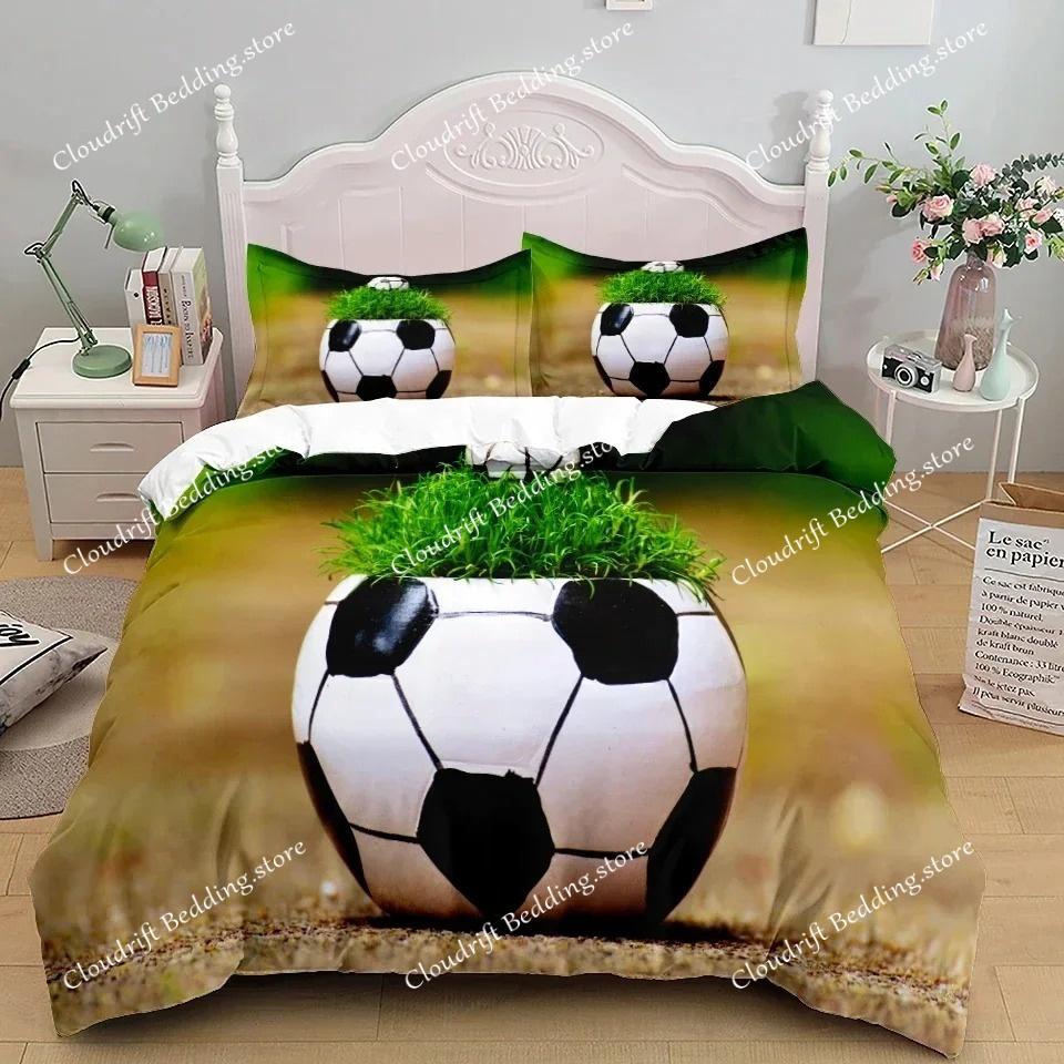 Football Duvet Cover Set 3D Soccer Printed Boys Teens Bedding Set Sports Theme Double Queen King Size Comforter Cover