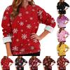 Women's Fashion Casual Long Sleeve Christmas Printed Round Neck Plus Velvet Thickened Sweatshirt