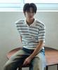 NODU Collar Block Stripe Short Sleeve Knit [Ivory]