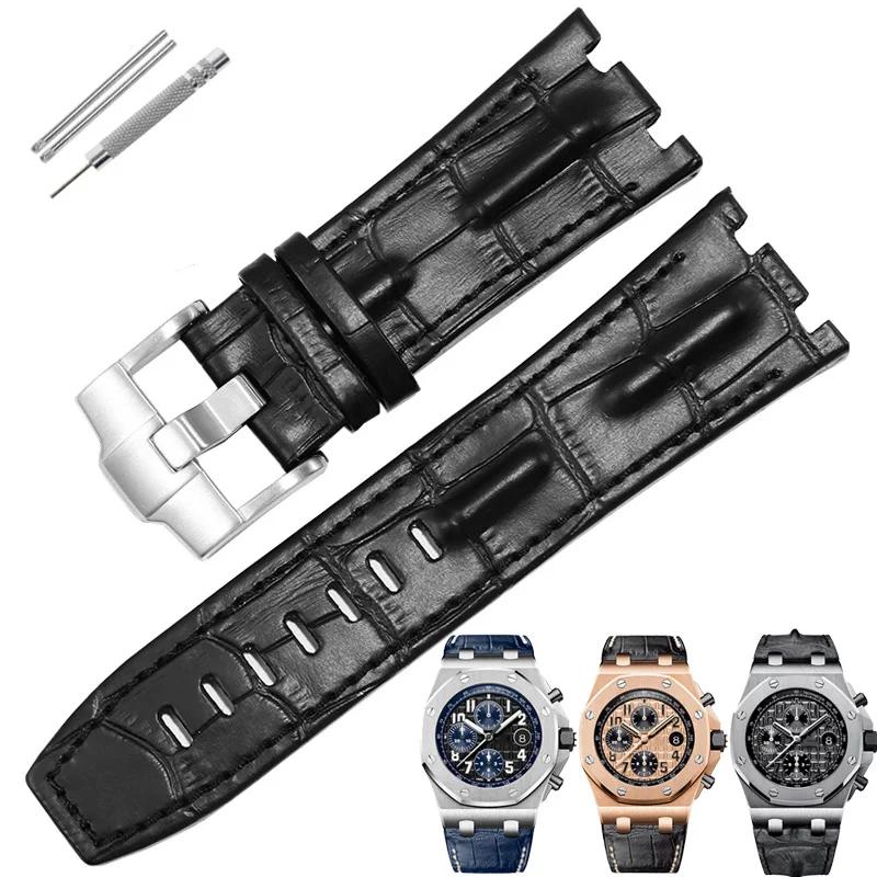 Ремешок для часов из натуральной кожи для серии Royal Oak Offshore AP 15703, 28 мм, черный, коричневый, синий, аксессуары для часов для мужчин
