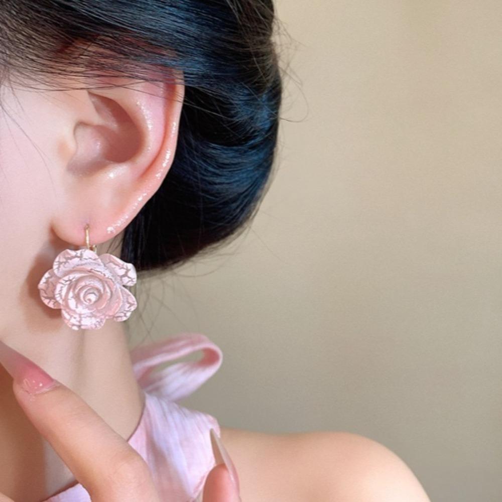 Vacation Rose Flower Earrings Korean Style Women's Jewelry Lovely Flower Stud Earrings Party