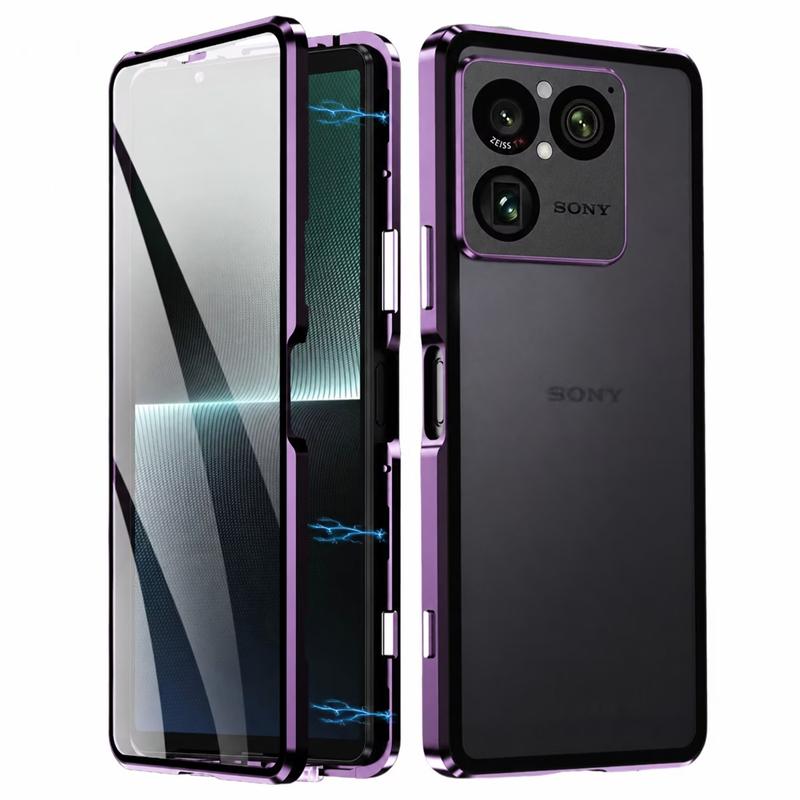 Чехол для Sony Xperia 1 VIII 360 Полный Чехол Двустороннее Магнитное Притяжение Металлический Capa Закаленное Стекло Защитная Крышка