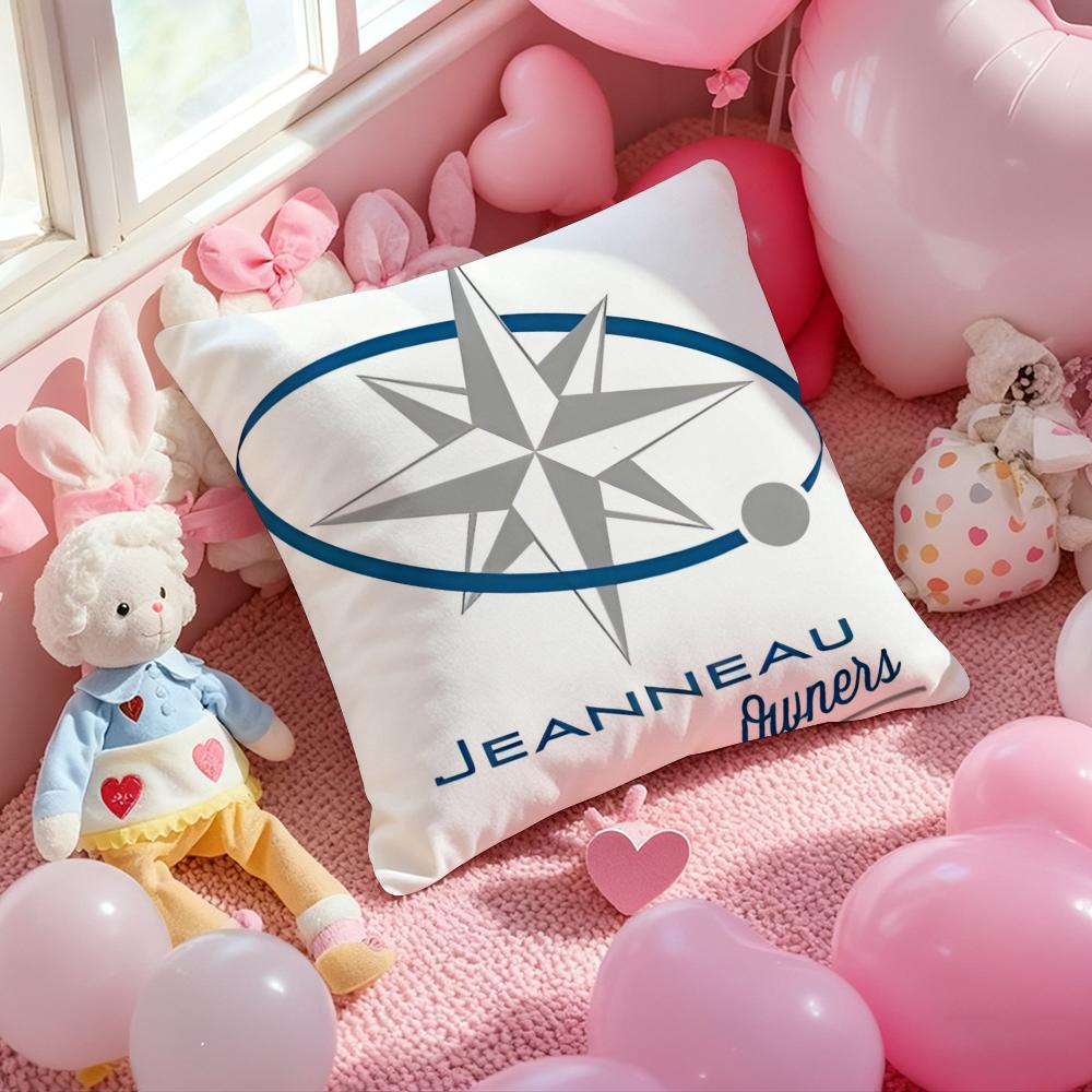 J-JEANNEAU logo Cushion Cover Pattern Printed Pillowcase for Living Room Sofa Cushion Cover & Bedroom Decor