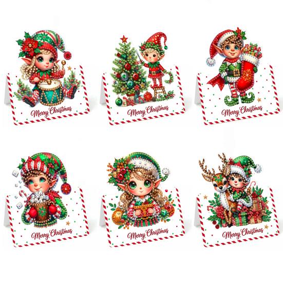 Набор для рисования стразами своими руками, 6 шт., поздравительная открытка с гномом на день рождения, 5D-искусство стразами, открытки на день рождения для взрослых, детей, подарки на годовщину, праздник