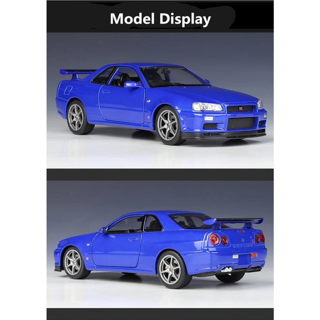 Welly 1/24 Nissan Skyline GTR R34 Сплав Модель Спортивного Автомобиля Литые Металлические Гоночные Автомобили Транспортные Средства Модель Симуляция Детские Игрушки Подарок