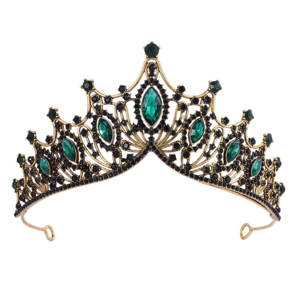 Metal Baroque Crown Shiny Rhinestone Crown Trendy Princess Tiara  Dress Accessories