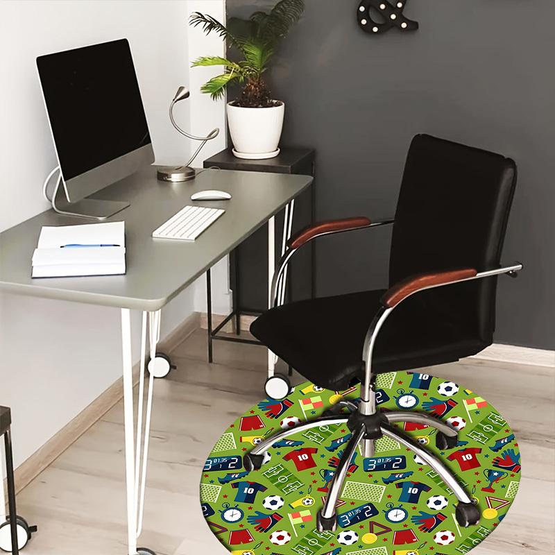 1pc Office Carpet Chair Mats Soccer-themed circular pattern Perfect for Decorating Office Chairs, Living Rooms, Or Bedrooms