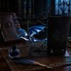Evil Dragon Hanging Lamp Magical Flying Bookshelf Lamp, Warm Night Light, Fantasy Statue for Desk Reading Nook Decor, Unique Gift Lovers Book Readers