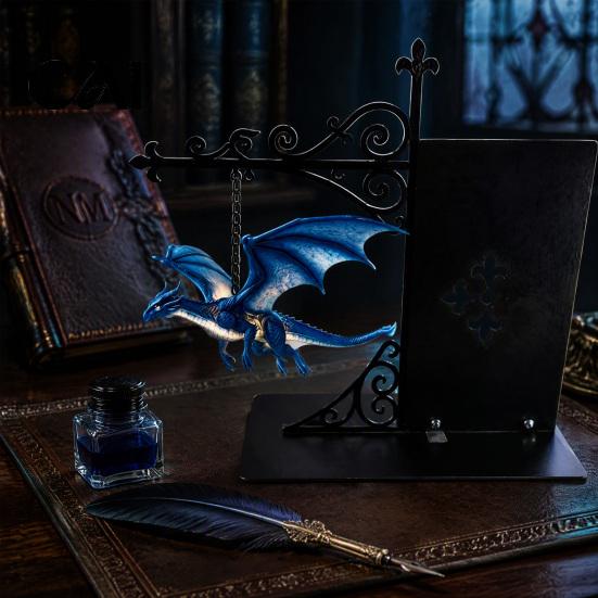 Evil Dragon Hanging Lamp Magical Flying Bookshelf Lamp, Warm Night Light, Fantasy Statue for Desk Reading Nook Decor, Unique Gift Lovers Book Readers