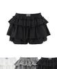 Plasma Sphere Tutu Tiered French Ferry Shirred Tiered Mini Skirt Pants_Black