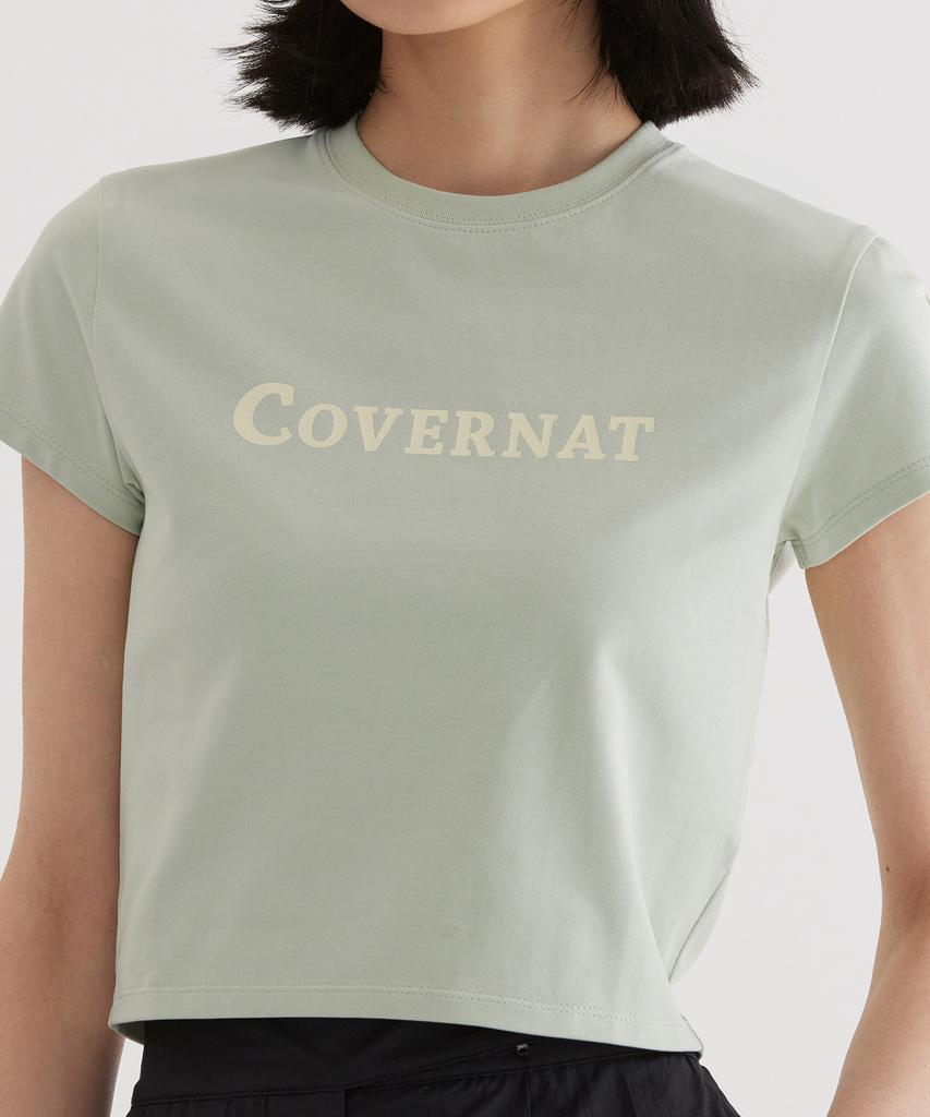 COVERNAT (W) Оригинальная футболка с логотипом, приталенная, светло-зеленая