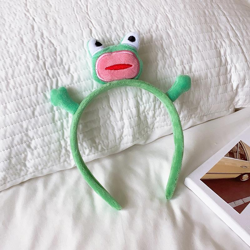 Мультяшные большие глаза лягушки, плюшевые обручи для волос с бантом для женщин, сладкий макияж, повязка для волос, повязка на голову, аксессуары для волос для девочек, корейские головные уборы