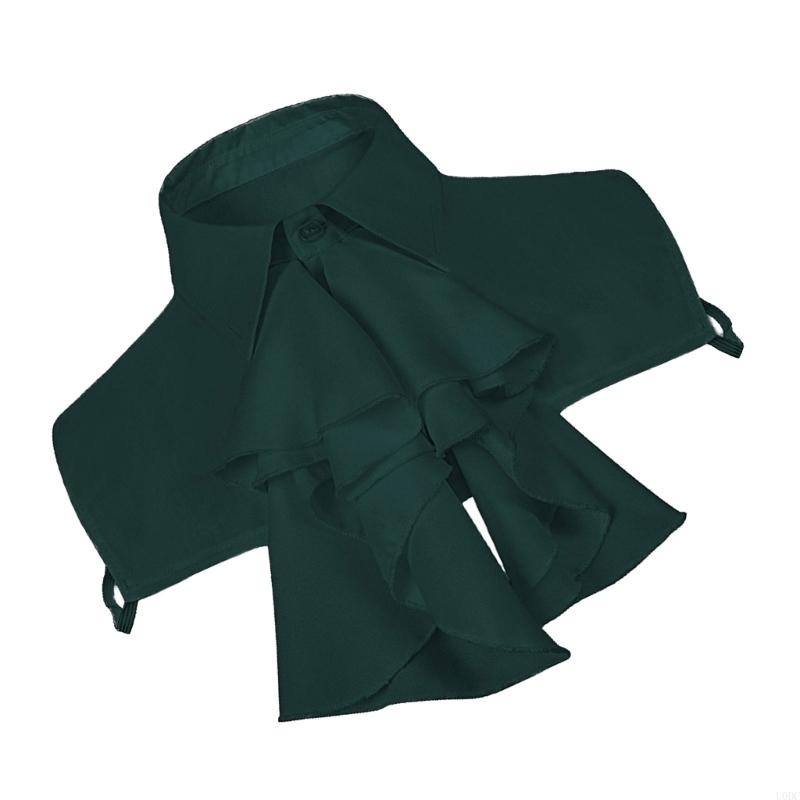 Women Faux Collar Blouse Ruffle Front Jabot Half Shirt Detachable Layering Top Y166