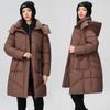 Long Cotton-padded Women's Winter Coat Waist Thickened Hooded Down Cotton-padded Jacket Over the Knee