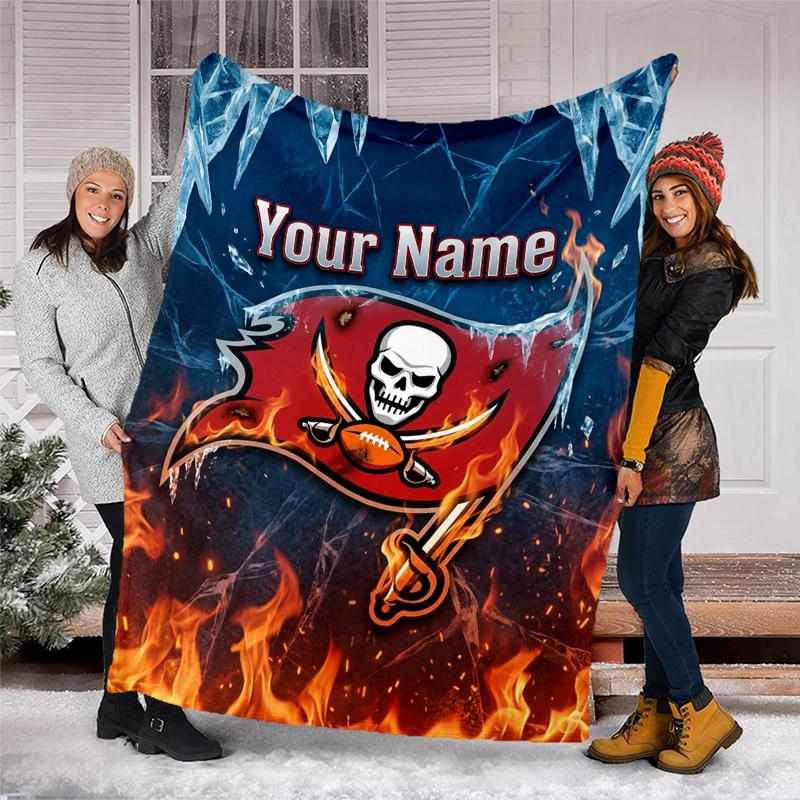 custom Name Text Fire Ice Theme blanket Soft Flannel Blanket Plush Throw Blanket Cozy Sofa Bed Blanket for Home Decor